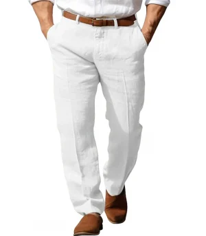 Men's Formal Linen Summer Pants Straight Tube Solid Color Comfortable Breathable Formal Business Fashion Basic Style