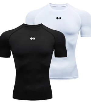 Compression T-shirt men's summer sportswear running T-shirt elastic quick drying sports top T-shirt gym dumbbell exercise shirt