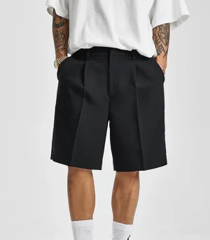 Short Men Straight Summer Chic Fashion Solid Popular Casual Loose Trend Male Korean Suit Short Knee Length Tousers Streetwear